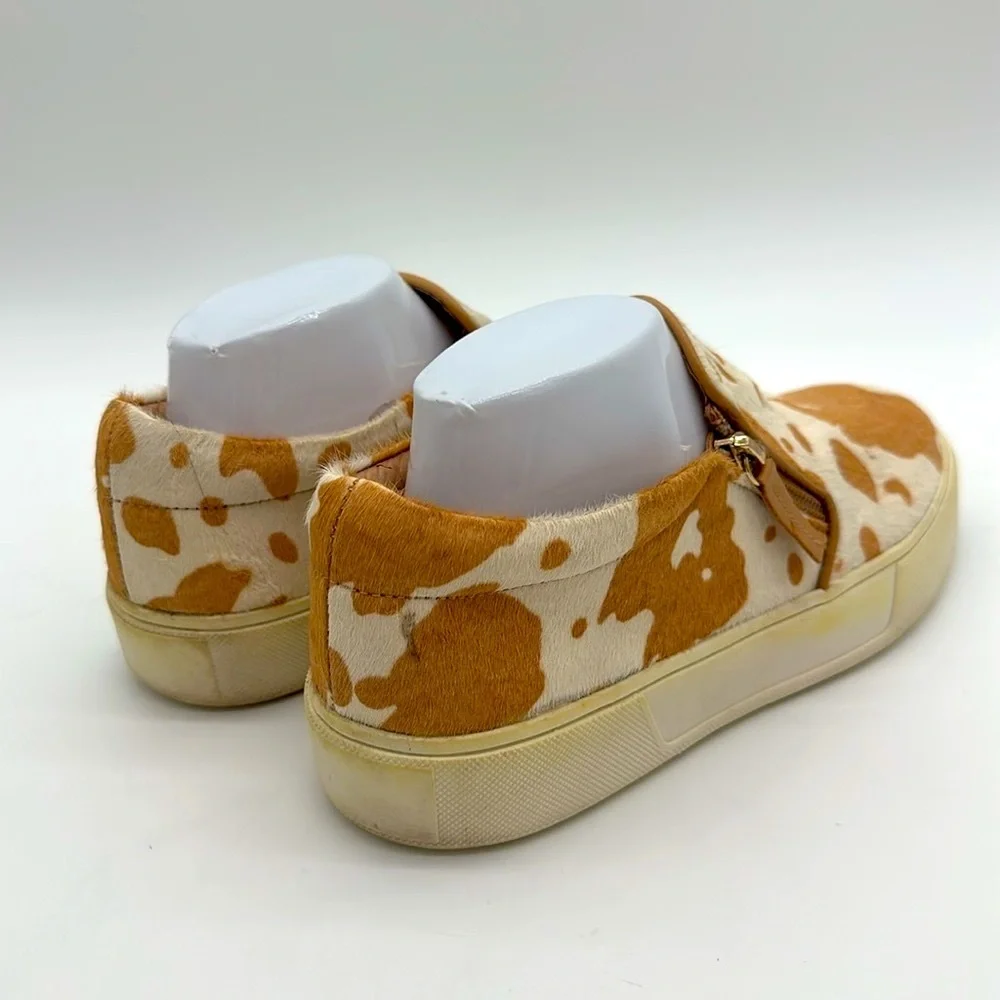 Very Volatile Animal Print Natural Tumble Hide Zip Up Slip On Shoes W Size 8.0